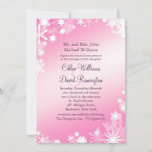 Soft Pink Snowflakes Einladung Hochzeit 2