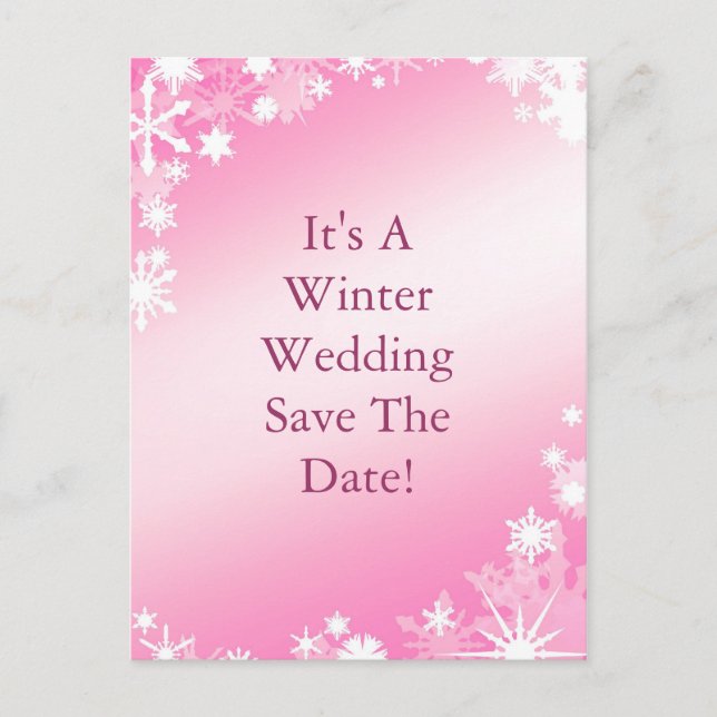 Soft Pink Snowflakes Save the Date Postkarte (Vorderseite)