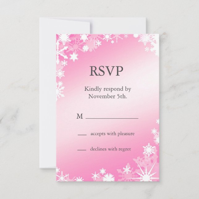 Soft Pink Snowflakes UAWG RSVP Karte (Vorderseite)