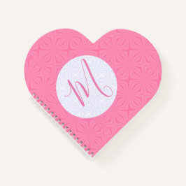 Soft Pink Squiggly Square Personal Initial Heart Notizbuch