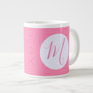 Soft Pink Squiggly Squares Personalized Initial Jumbo-Tasse