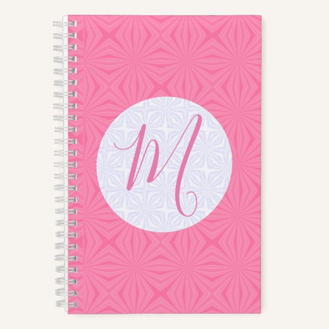 Soft Pink Squiggly Squares Personalized Initial  Notizbuch (Vorderseite)