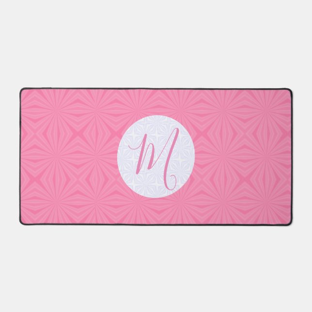 Soft Pink Squiggly Squares Personalized Initial Schreibtischunterlage (Vorderseite)