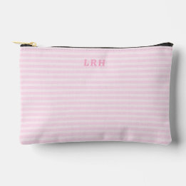 Soft Pink Stripe Vintage Tiny Initials Monogram Zubehörtasche