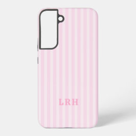 Soft Pink Striped Vintage Look Monogrammed Samsung Galaxy Hülle
