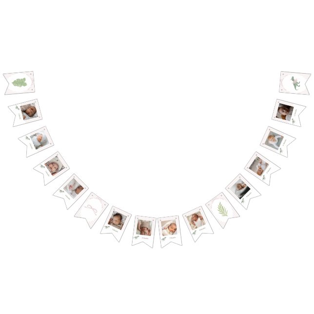 Soft Pink T Rex Tutu Girl Birthday Photo Banner (Alle)