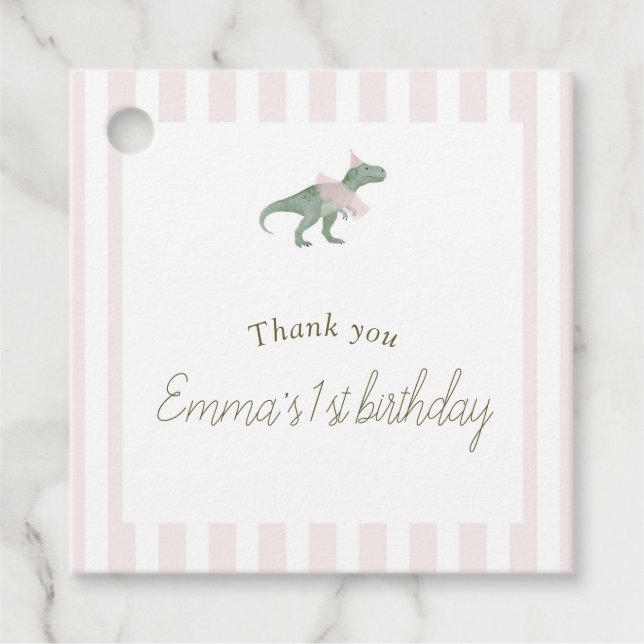 Soft Pink T Rex Tutu Girl Geschenkanhänger (Vorderseite)