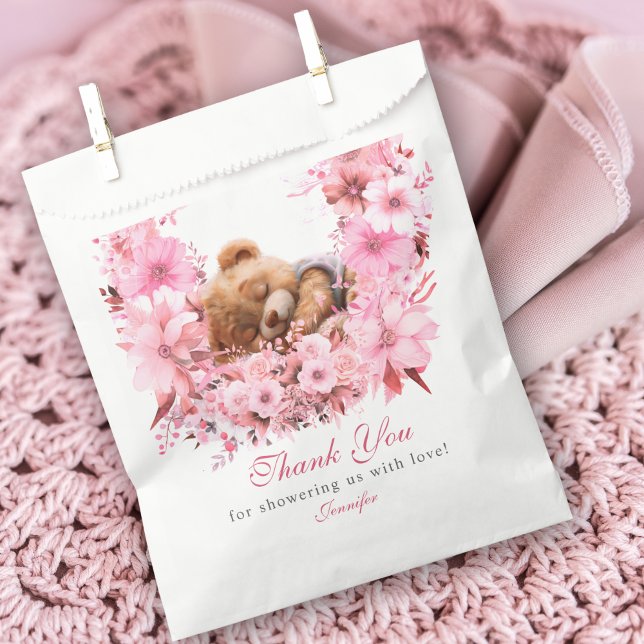 Soft Pink Teddy Bear Baby Dusche Vielen Dank Geschenktütchen (Von Creator hochgeladen)