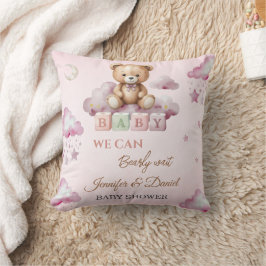 Soft Pink Teddy Dreamy Clouds Baby Girl Kissen