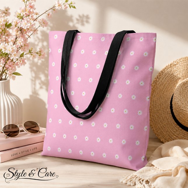 Soft Pink Tote Bag mit blühendem Blume Muster (Soft Pink Tote Bag with Blooming Flower Pattern)