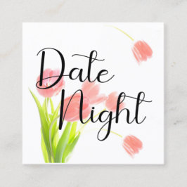 Soft Pink Tulips Date Night Card Quadratische Visitenkarte
