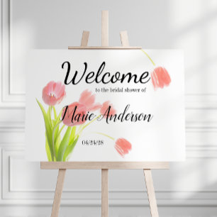 Soft Pink Tulips Floral Girl Brautparty Poster