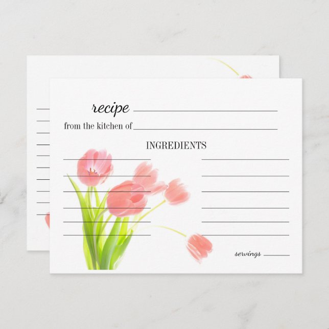 Soft Pink Tulips Wedding Rezept Card Mitteilungskarte (Vorne/Hinten)