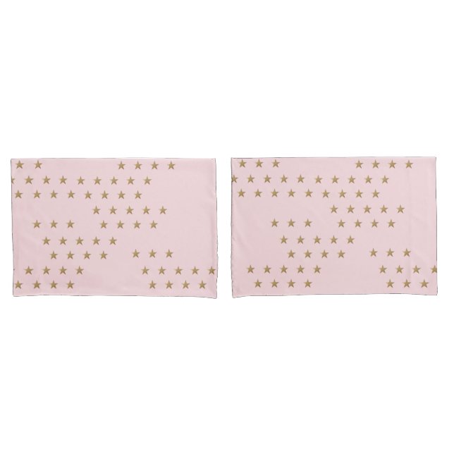 Soft Pink und Gold Star Pattern Poul für Kinderzim Kissenbezug (Vorderseite-Set)