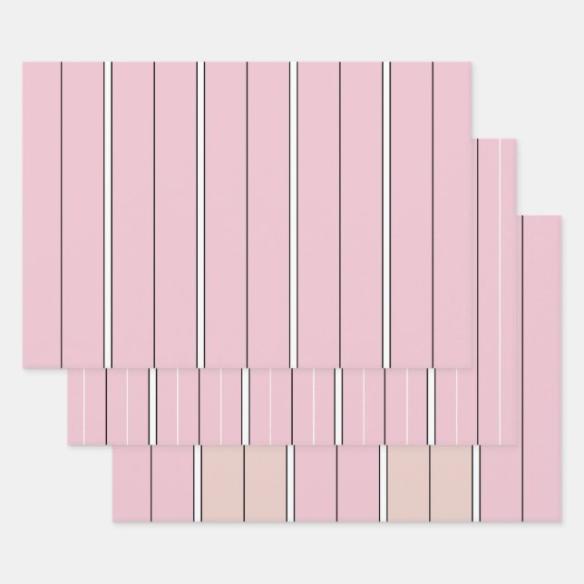 Soft Pink Vertical Stripe Pattern Minimal Geschenkpapier Set (Set)
