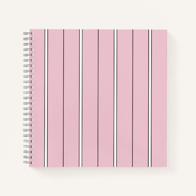 Soft Pink Vertical Stripe Pattern Minimal Notizbuch (Vorderseite)