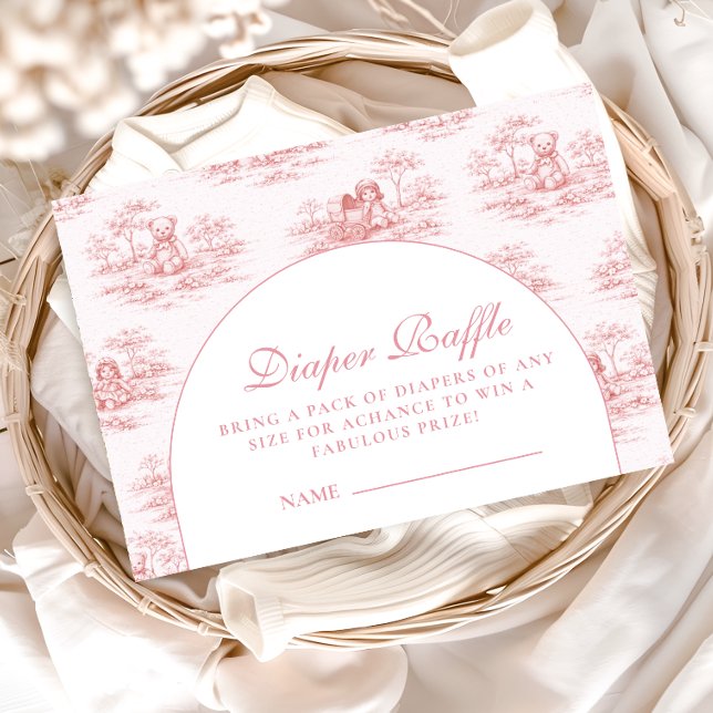 Soft Pink Vintage Baby Shower Diapper Raffle Begleitkarte (Von Creator hochgeladen)