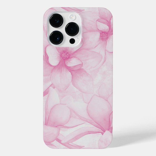 Soft Pink Watercolor Floral Seamless Pattern iPhone Hülle (Rückseite)