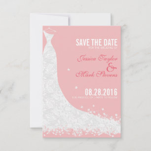 Soft Pink & White Lace Hochzeitskleid Save the Dat Save The Date