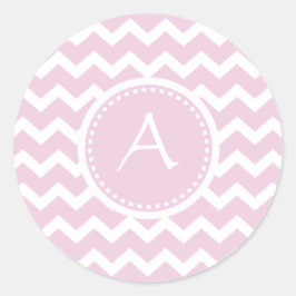 Soft Pink Zickzack Retro Style Monogram Muster Runder Aufkleber