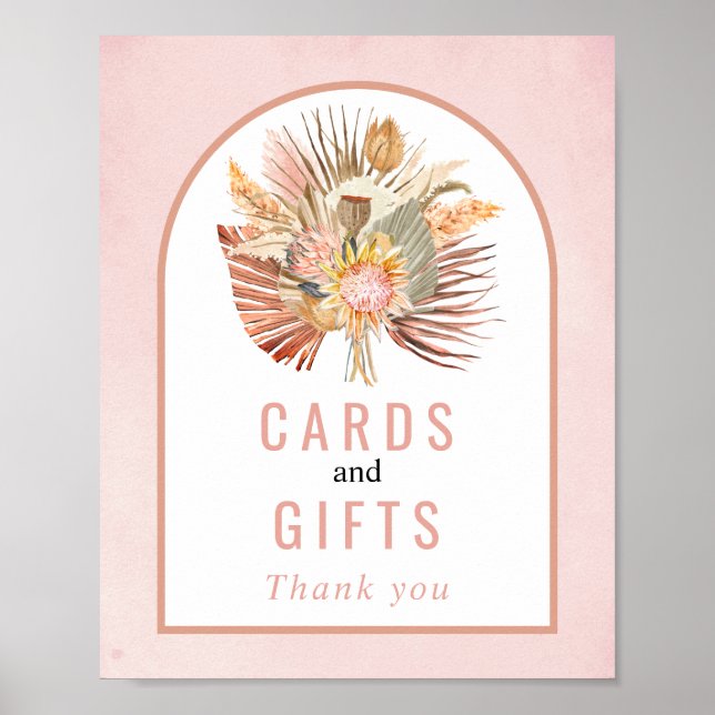 Soft pinkfarbene Karten und Geschenke Hochzeit im  Poster (Vorne)