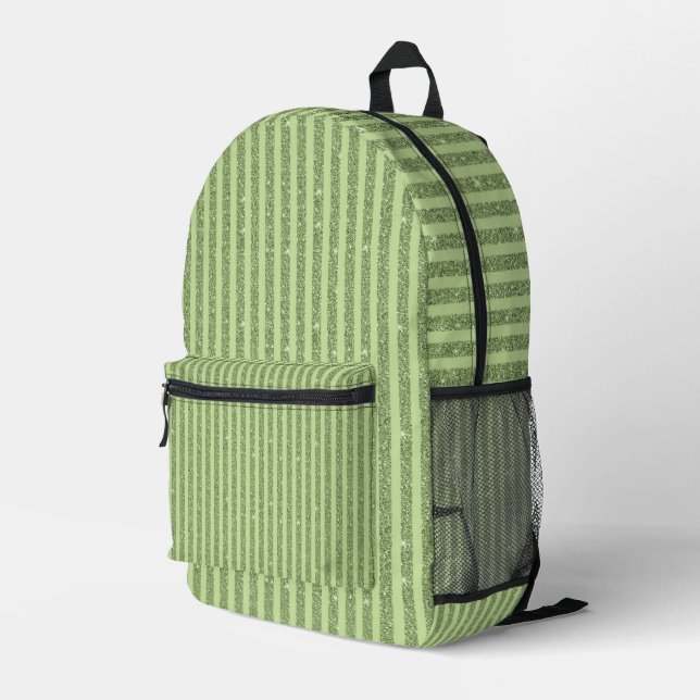 Soft Pistachio Glitter Style Minimal Pattern Bedruckter Rucksack (Rückseitige Ecke Rechts)