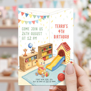 Soft Playroom Geburtstag Einladung