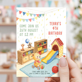 Soft Playroom Geburtstag Einladung
