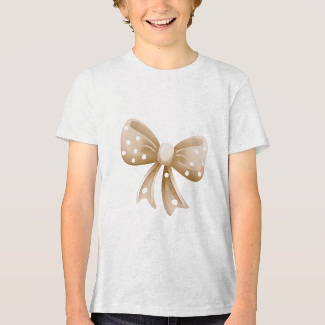 Soft Polka Dot Bow Illustration Tri-Blend Shirt (Vorderseite)