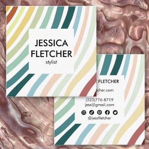 Soft Rainbow Minimalistisch Stripes Soziale Symbol Quadratische Visitenkarte