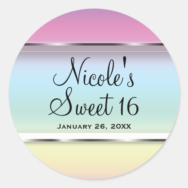 Soft Rainbow Pastel Pearl Wedding Party Gefallen Runder Aufkleber (Vorderseite)