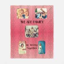 Soft Red Retro Geometric Design Fleece Blanken