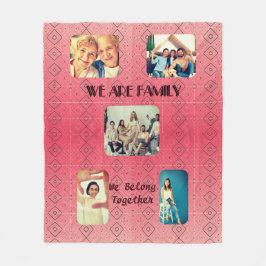 Soft Red Retro Geometric Design Fleece Blanken