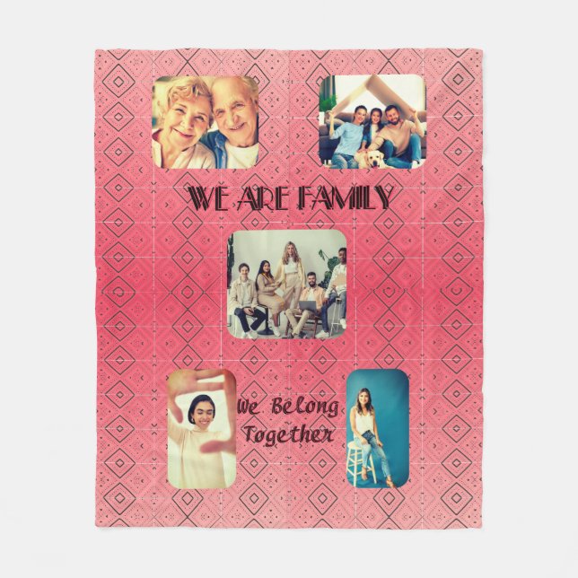 Soft Red Retro Geometric Design Fleece Blanken (Vorderseite)