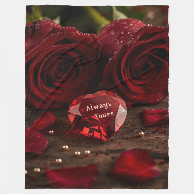 Soft Red Rose Cozy Romantic Valentine Plush  Fleecedecke (Vorderseite)
