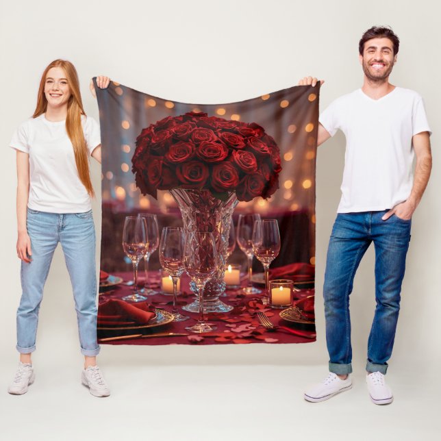 Soft Red Rose Cozy Valentine Romantic Warm Blanket Fleecedecke (Beispiel)