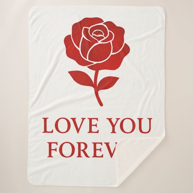 Soft Red Rose Forever Cozy Romantic Valentine day  Sherpadecke (Vorderseite)