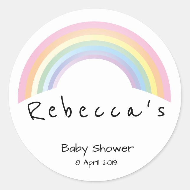 Soft Regenbogen Babydusche Runder Aufkleber (Vorderseite)