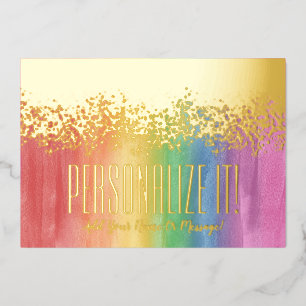Soft-Regenbogen mit goldfarbener Glitzy-Grenz-Kart Folien Feiertagskarte