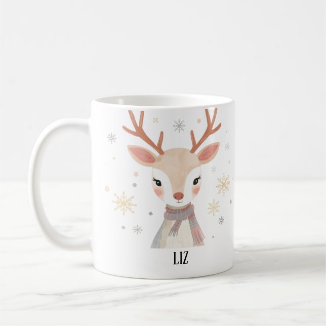 Soft Reindeer Illustration | Gentle Christmas Art Kaffeetasse (Links)