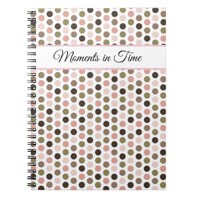 Soft, Retro Olive, Pink, and Brown Polka Dots Notizblock (Vorderseite)