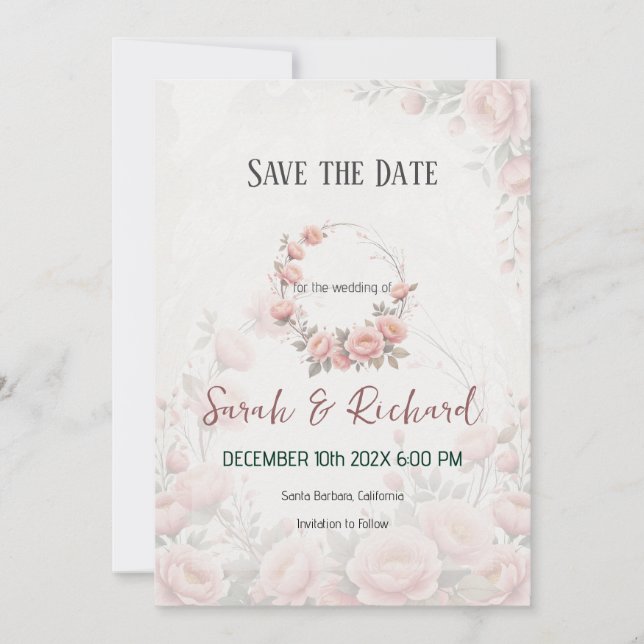 Soft Romantic Paper Garden Save the Date (Vorderseite)