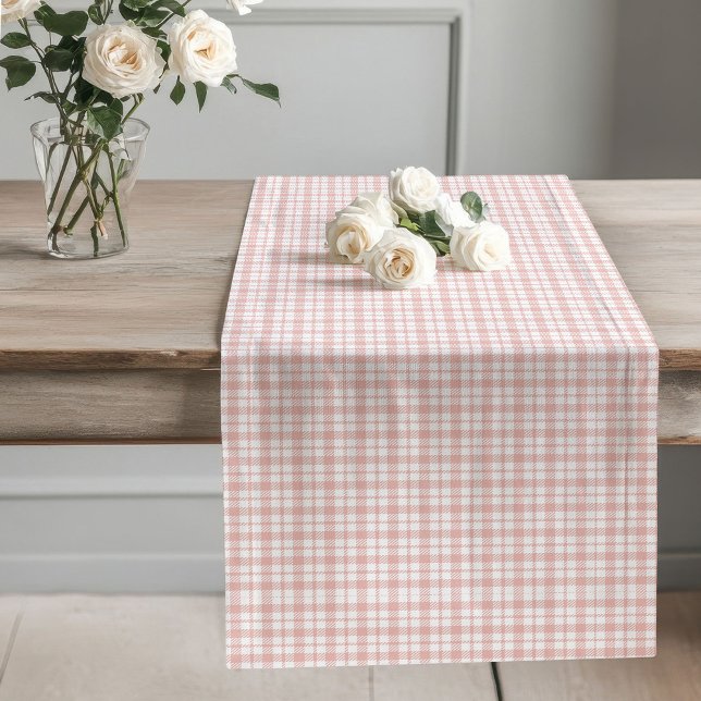 Soft Rose Gold Karierter Läufer für gemütliche Mah (Soft Rose Gold Plaid Runner for Cozy Meals)