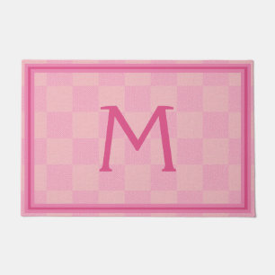 Soft Rose Rosa Buffalo Kariert Monogramm Fußmatte