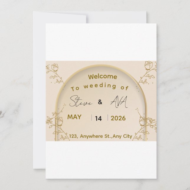 Soft Royal Gold Wedding Invitation | Elegant Minim Einladung (Vorderseite)