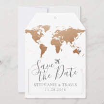 Soft Rust World Map Tag Save the Date