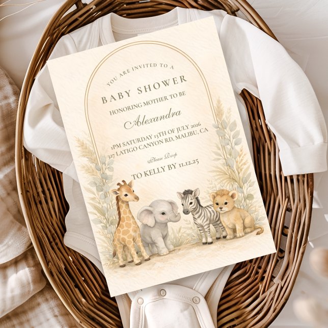 Soft Safari Jungle Baby Shower Einladung (Von Creator hochgeladen)