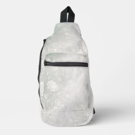 Soft sage and frosted white florals AI art  Crossbody Bag