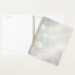 Soft sage and frosted white florals AI art  Planer