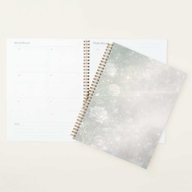 Soft sage and frosted white florals AI art  Planer (Anzeige)